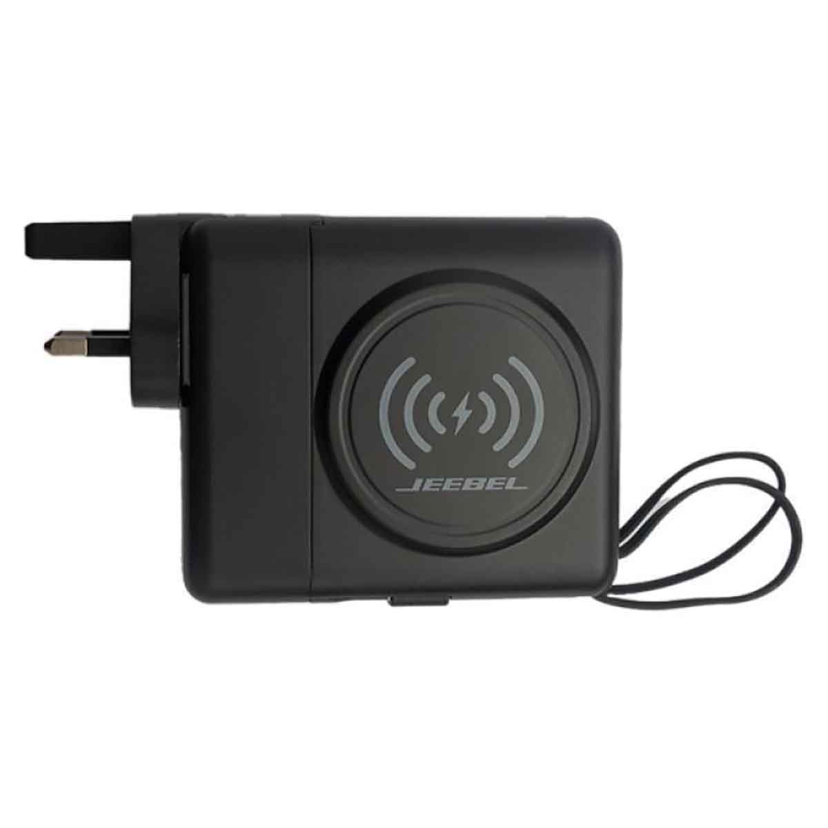 Jeebel Black 10000mAh Magnetic Wireless Power Bank & Type-C Wall Charger with Lightning Cable