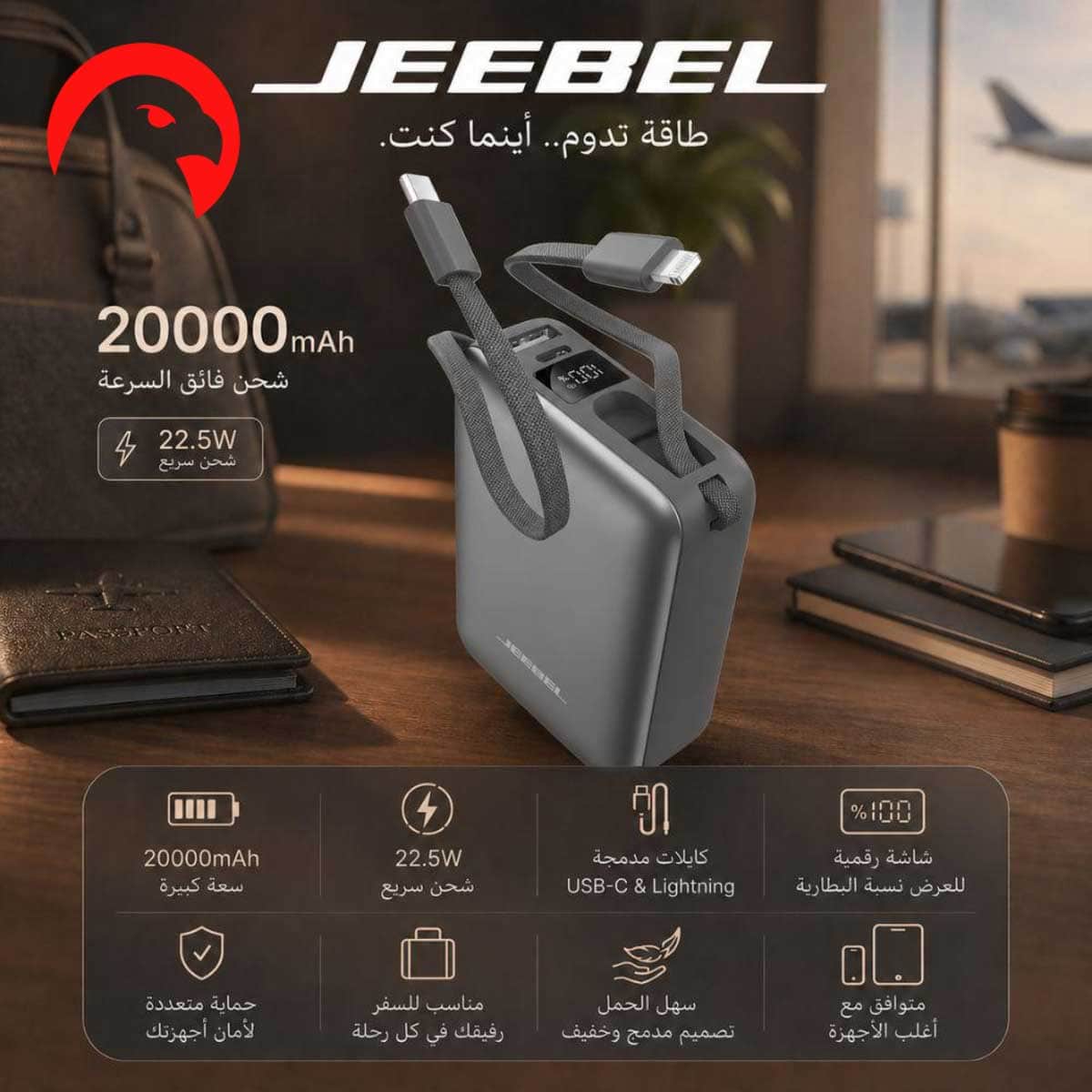 Jeebel Black 20000mAh 22.5W Power Bank