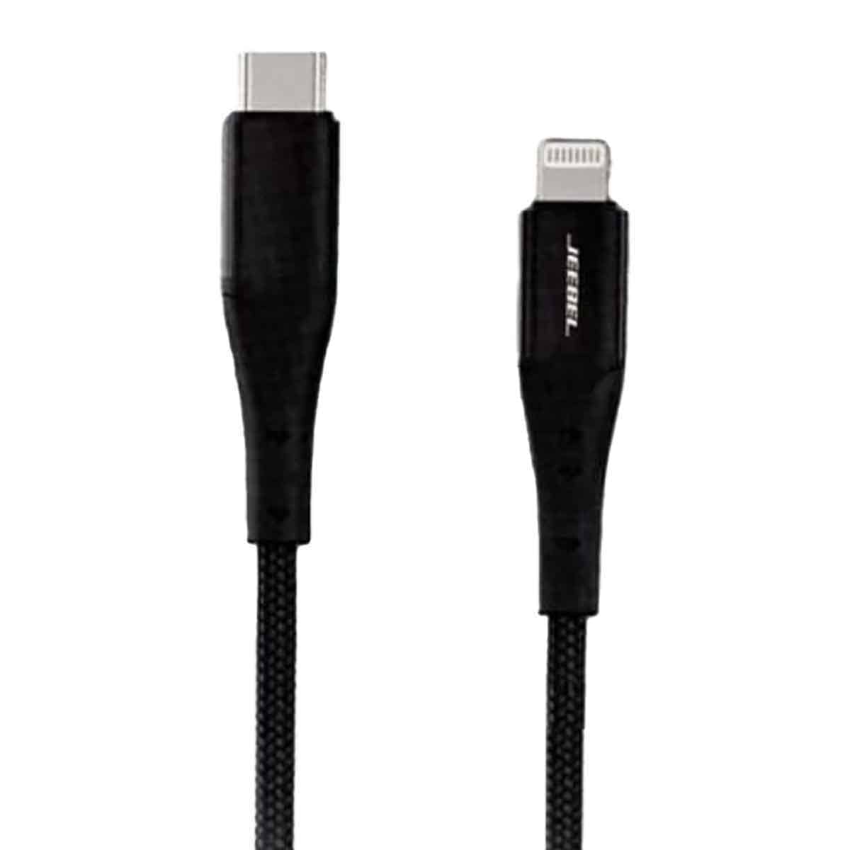 Jeebel Black 2m USB-C To Lightning Braided Cable