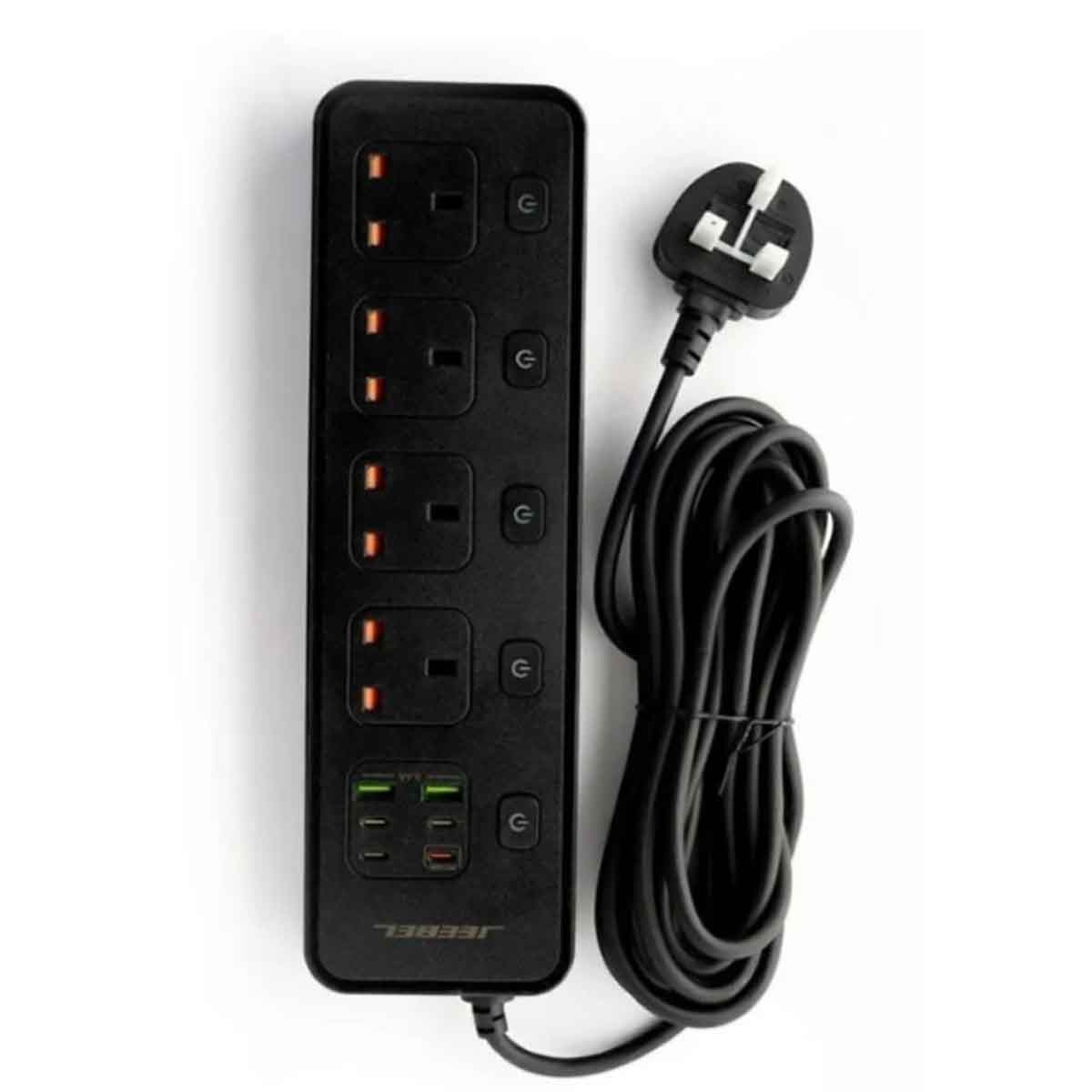 Jeebel Black 3250W 3m Power Extension Socket