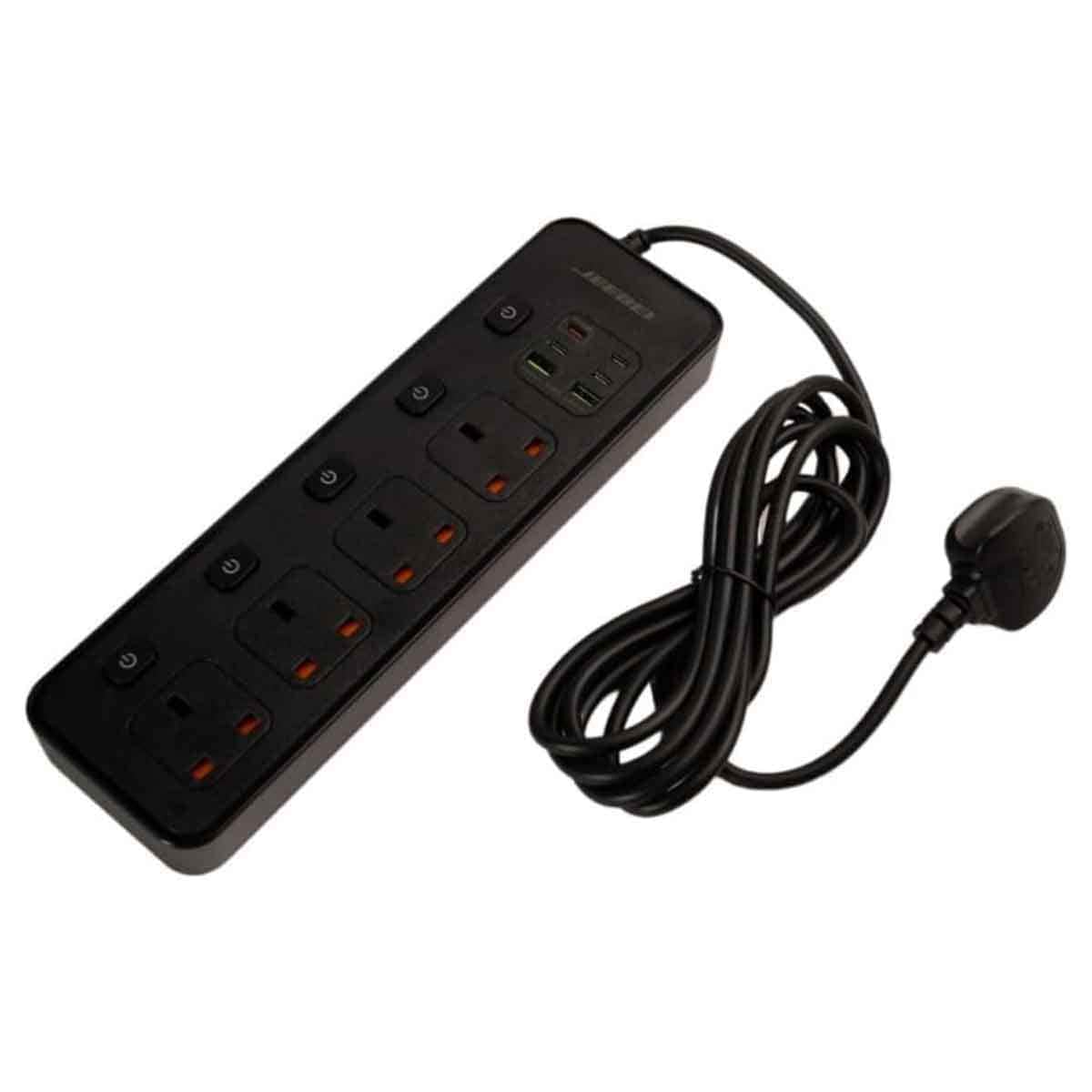Jeebel Black 3250W 5m Power Extension Socket