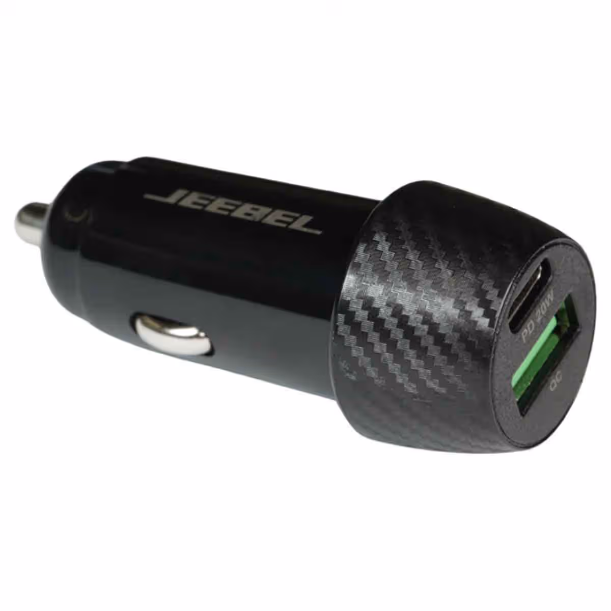Jeebel Black 38W Dual Port USB & USB-C Fast Charging Car Charger