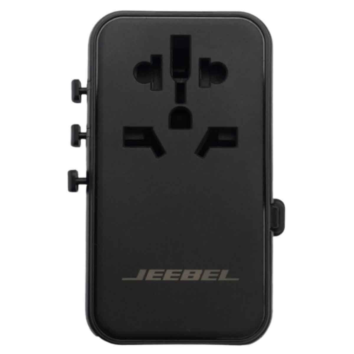 جيبل محول سفر عالمي 65 واط GaN مع كابل USB-C مدمج باللون الأسود