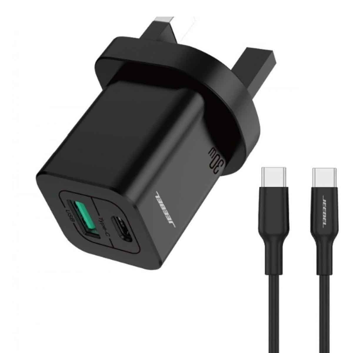 جيبل شاحن حائط USB-C PD بقوة 30 واط باللون الأسود
