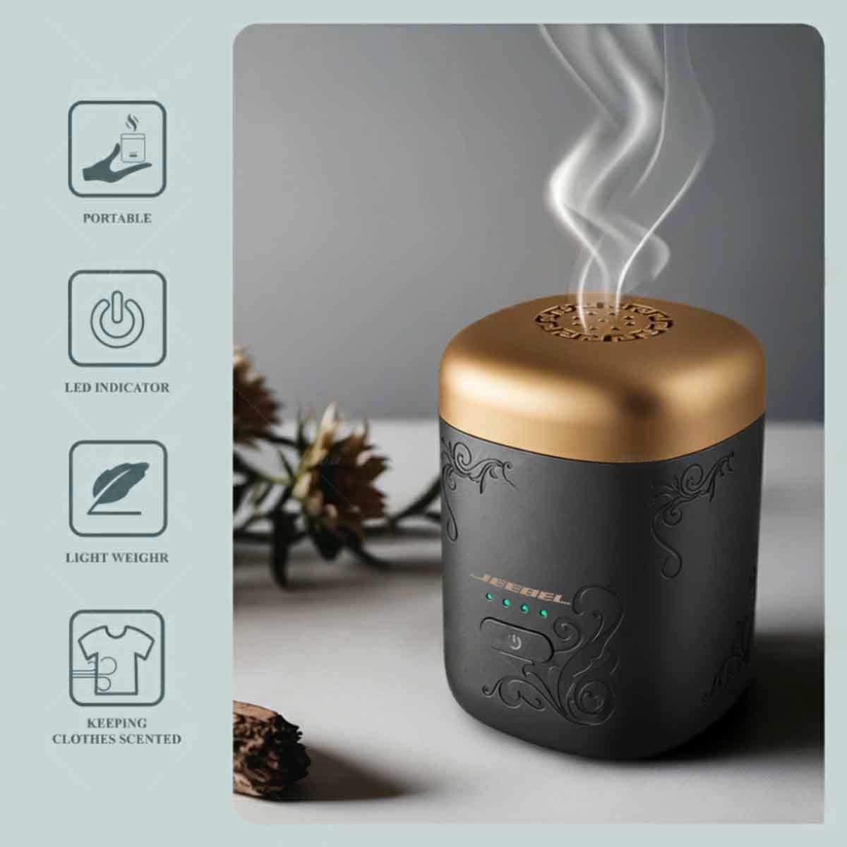 Jeebel Incense Burner with Wireless Earbuds + USB-C Adapter + 4-in-1 Car Charger + USB-C to USB-C & USB to Lightning Charging Cable Bundle
