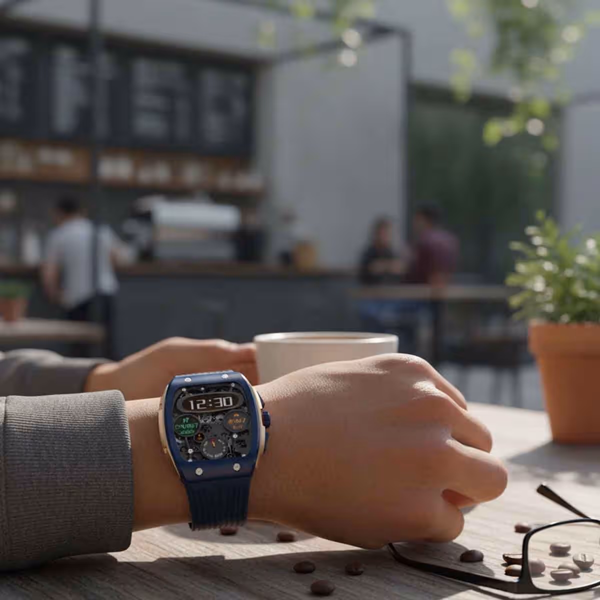 Jeebel Navy Blue Stylish Water-Resistant Smartwatch