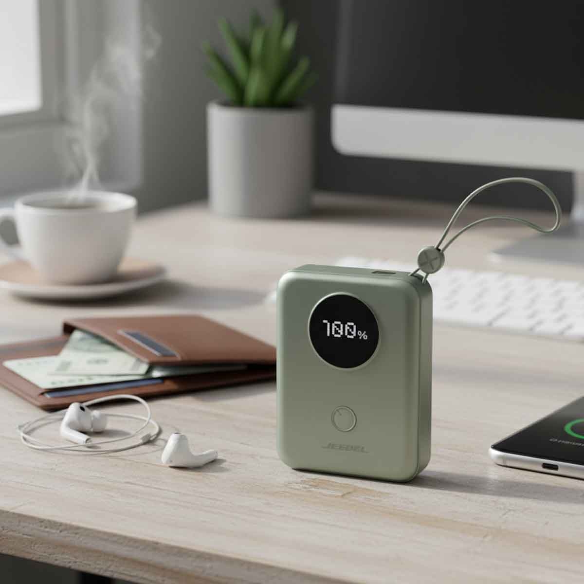 Jeebel Olive Green 10000mAh Power Bank