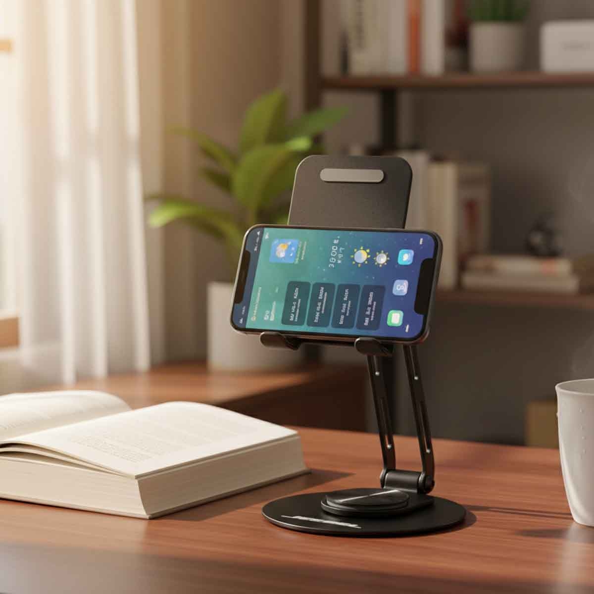 جيبل حامل مكتبي معدني قوي مع 4 مفاصل متينة وقاعدة دوارة 360 درجة