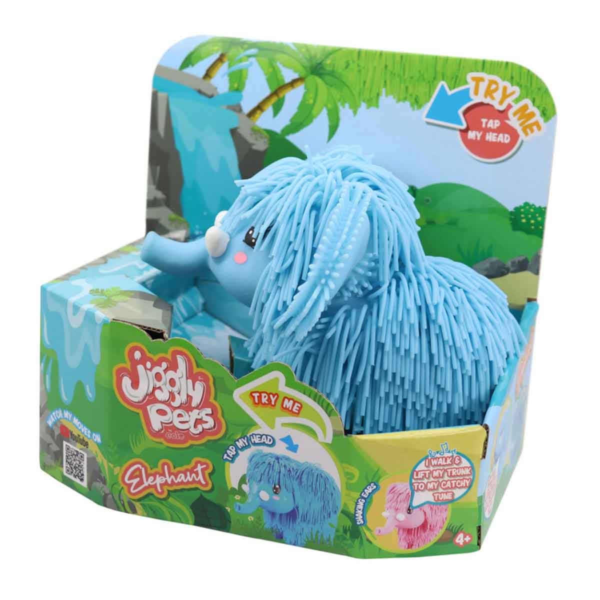 Jiggly Pets Blue Rubbery Walking Elephant with Sounds & Effects Unisex, 5-7 Years