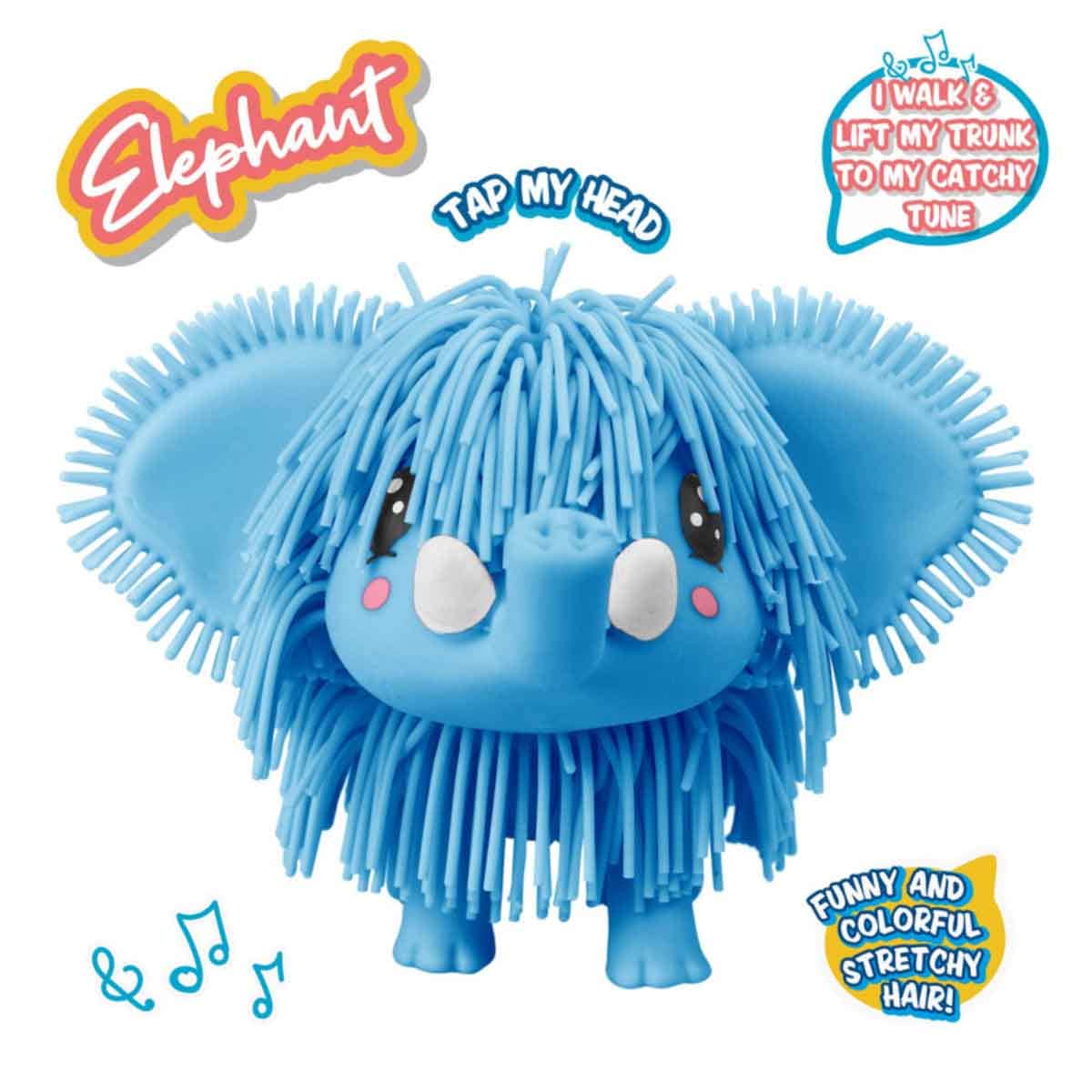 Jiggly Pets Blue Rubbery Walking Elephant with Sounds & Effects Unisex, 5-7 Years