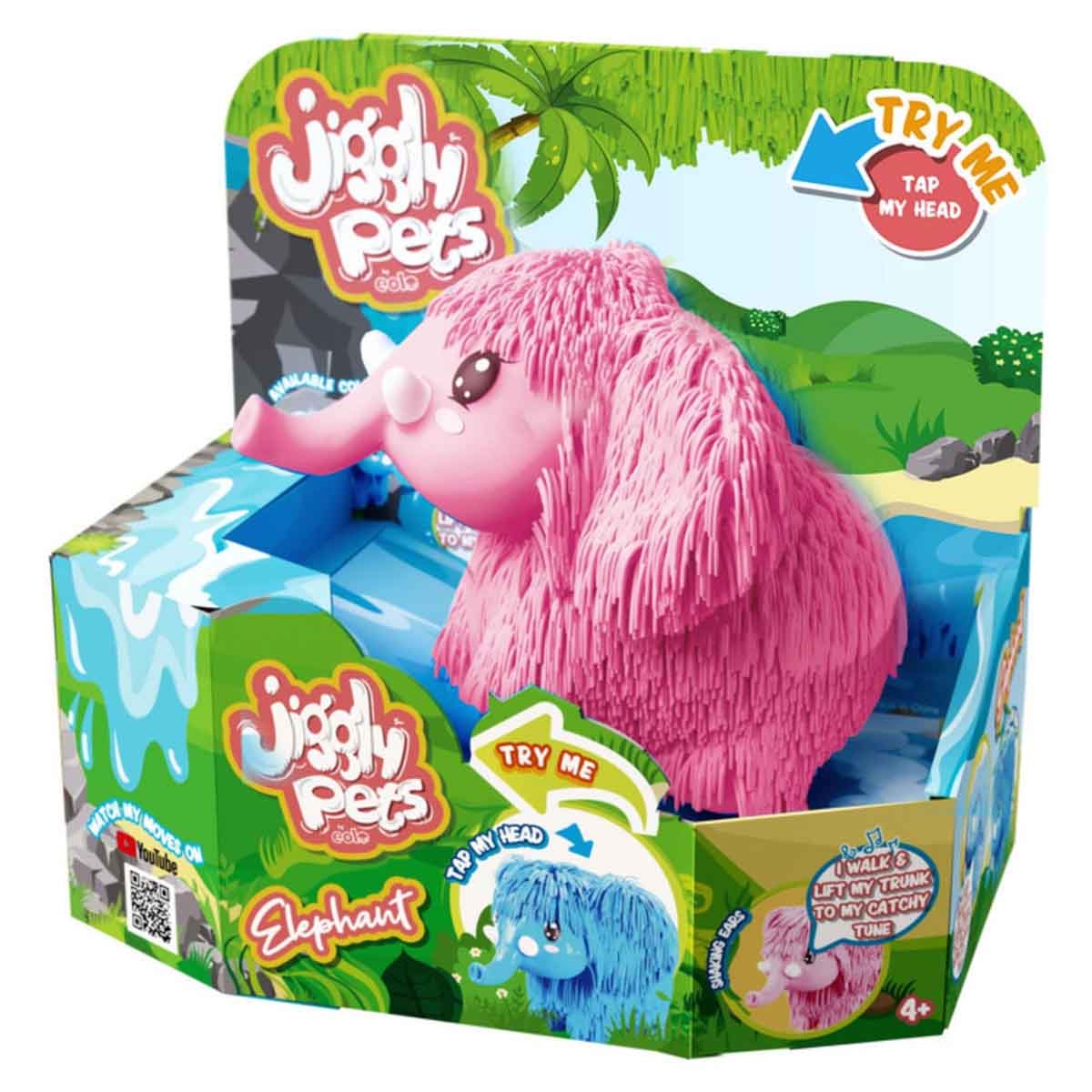 Jiggly Pets Pink Rubbery Walking Elephant with Sounds & Effects Unisex, 5-7 Years