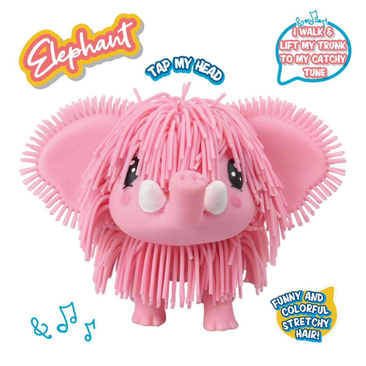 Jiggly Pets Pink Rubbery Walking Elephant with Sounds & Effects Unisex, 5-7 Years