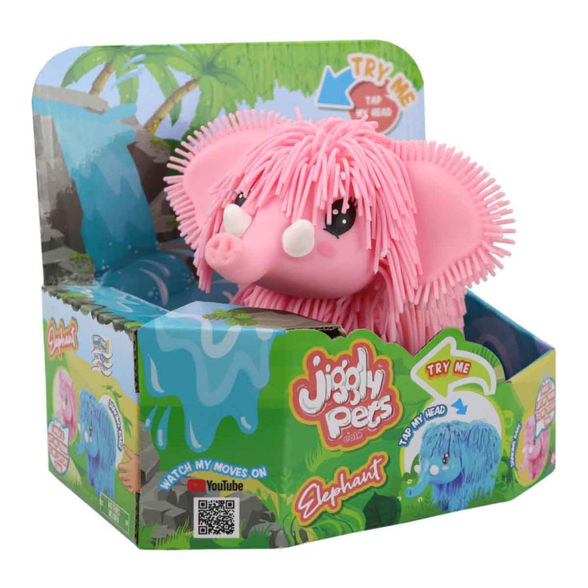 Jiggly Pets Pink Rubbery Walking Elephant with Sounds & Effects Unisex, 5-7 Years