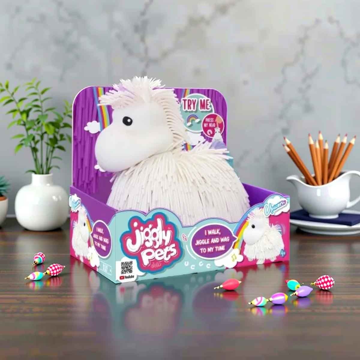 Jiggly Pets White Unicorn Face Figure Unisex, 5-7 Years