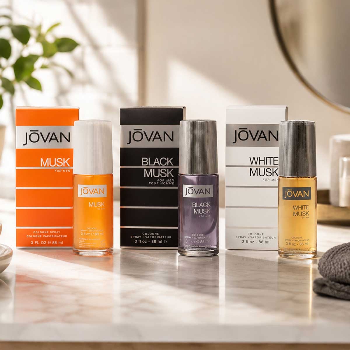 Jovan Musk with White & Black Musk Eau De Cologne for Men Bundle