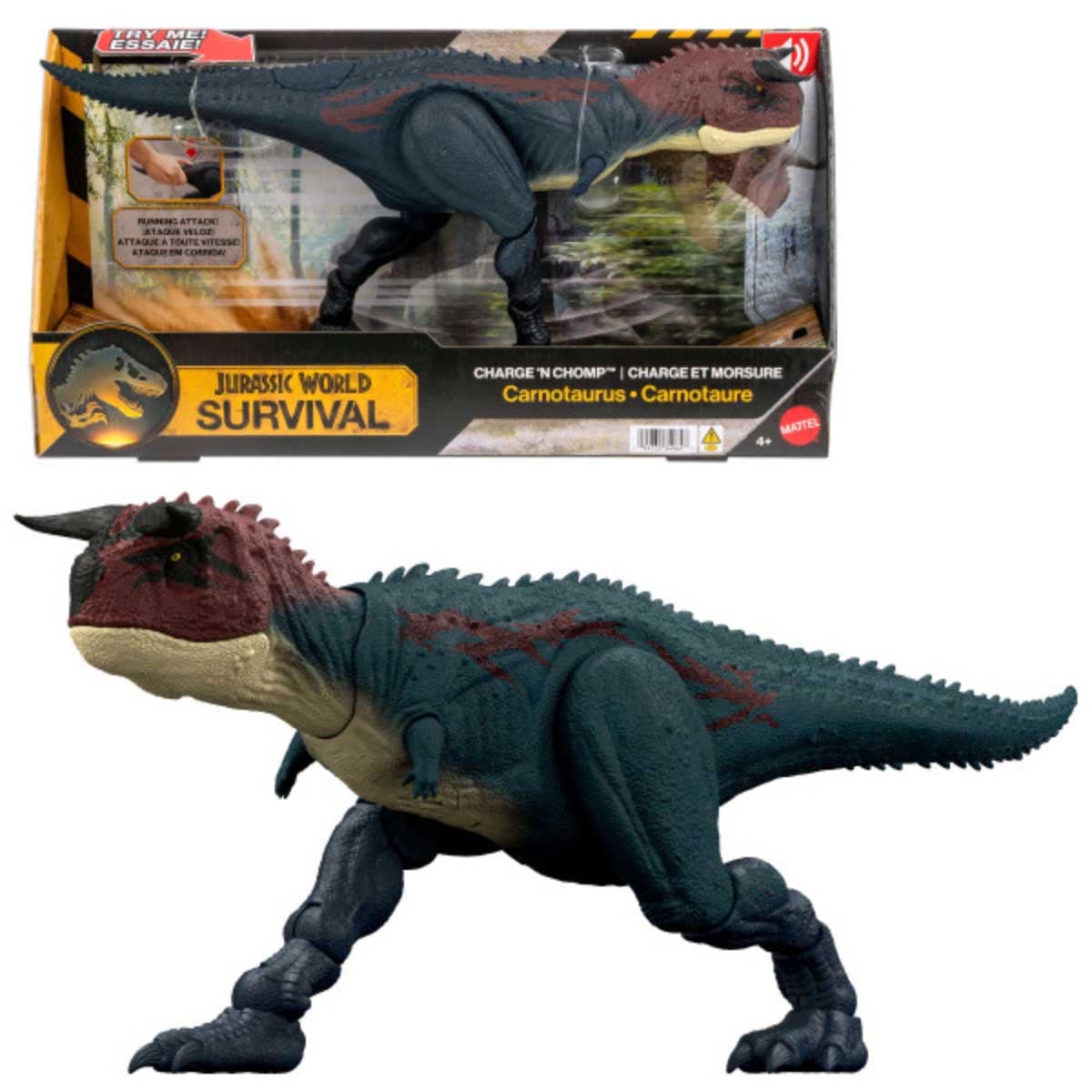 Jurassic World Charge 'N Chomp Carnotaurus Action Figure Unisex, 3-4 Years