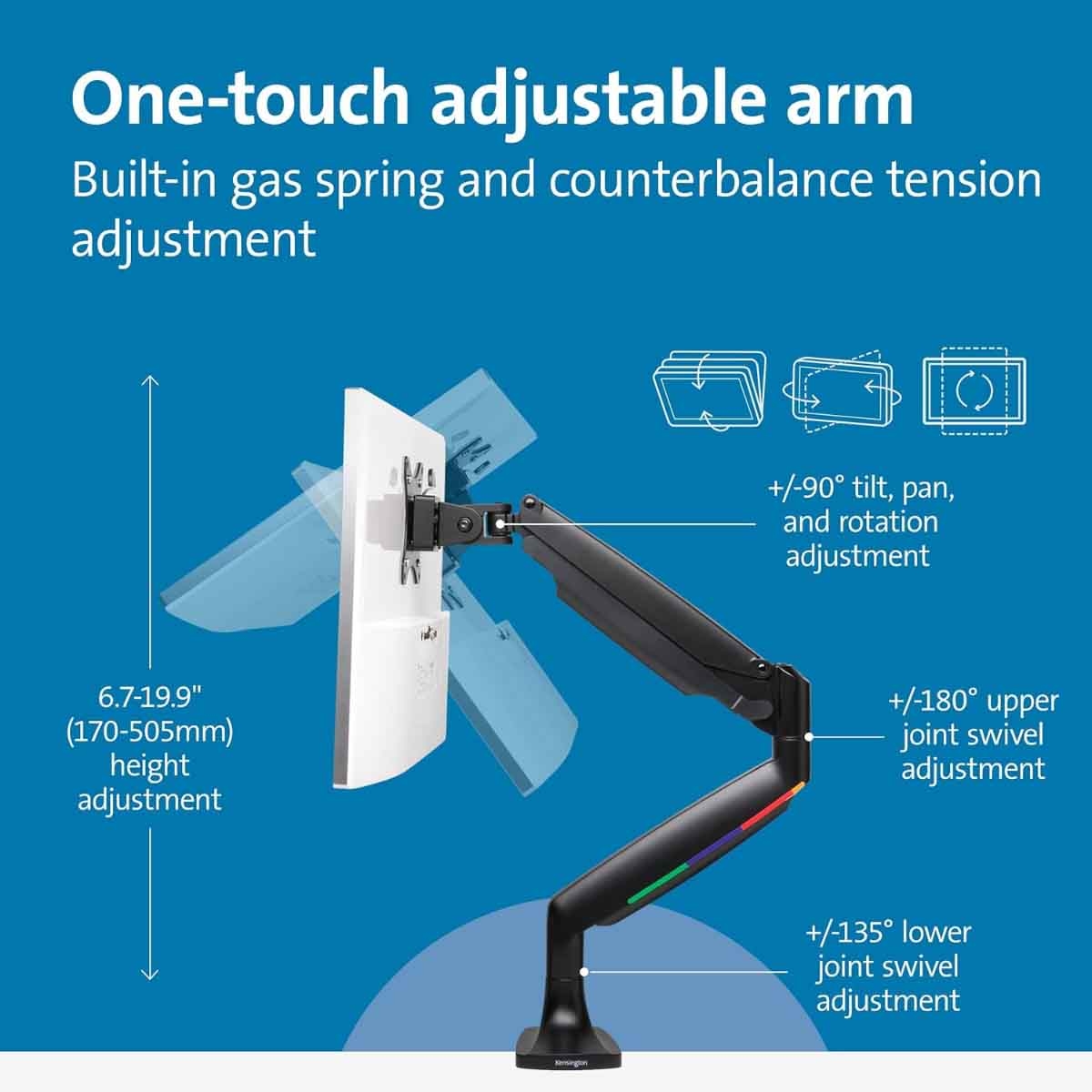 Kensington One-Touch Height Adjustable Single Monitor Arm