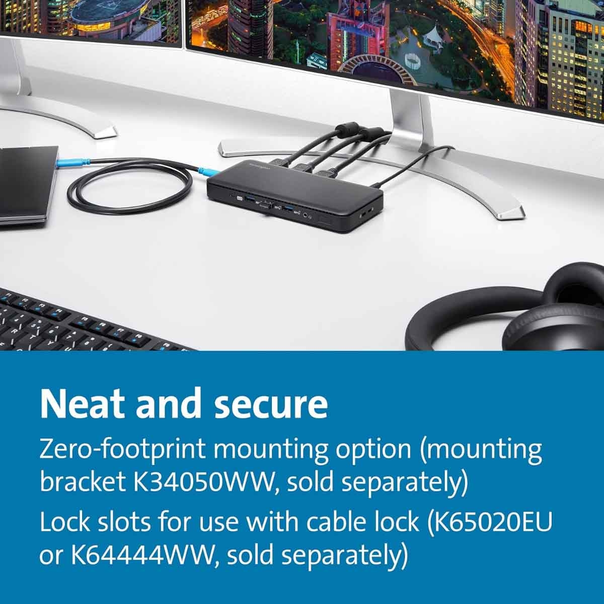 كينسينغتون قاعدة توصيل يو إس بي سي بسرعة 10 جيجابت ثلاثية العرض بدون تعريف إس دي 4839 بي