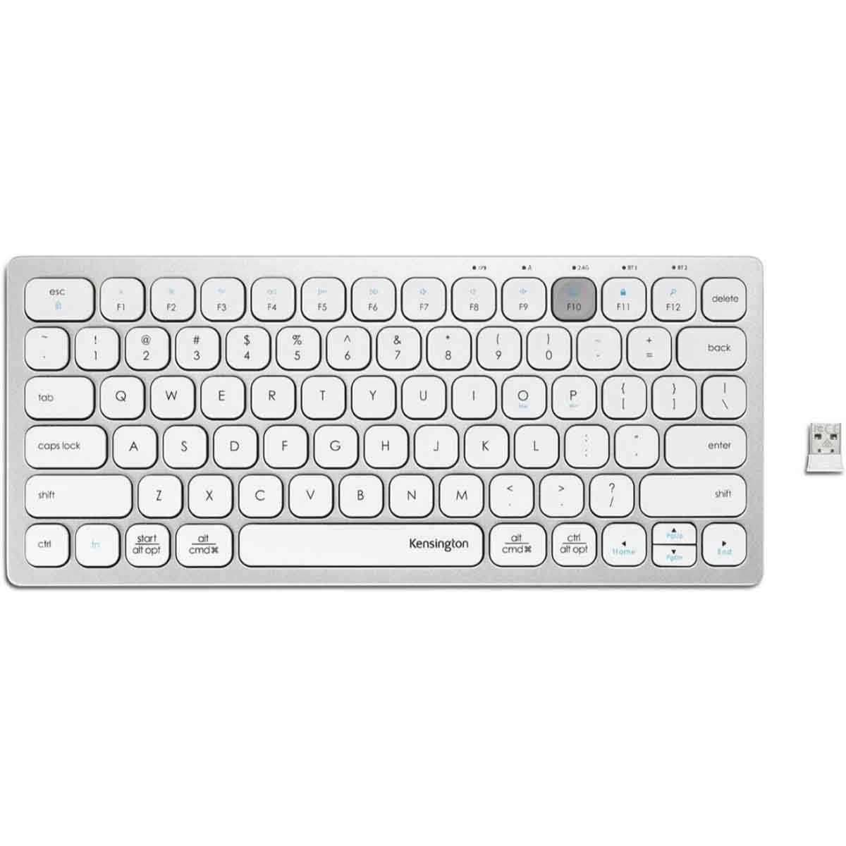 Kensington White Multi-Device Dual Wireless Compact Keyboard