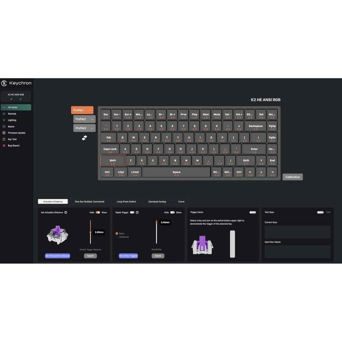 Keychron Black K2 HE 75% RGB Arabic Layout Wireless Gaming Keyboard