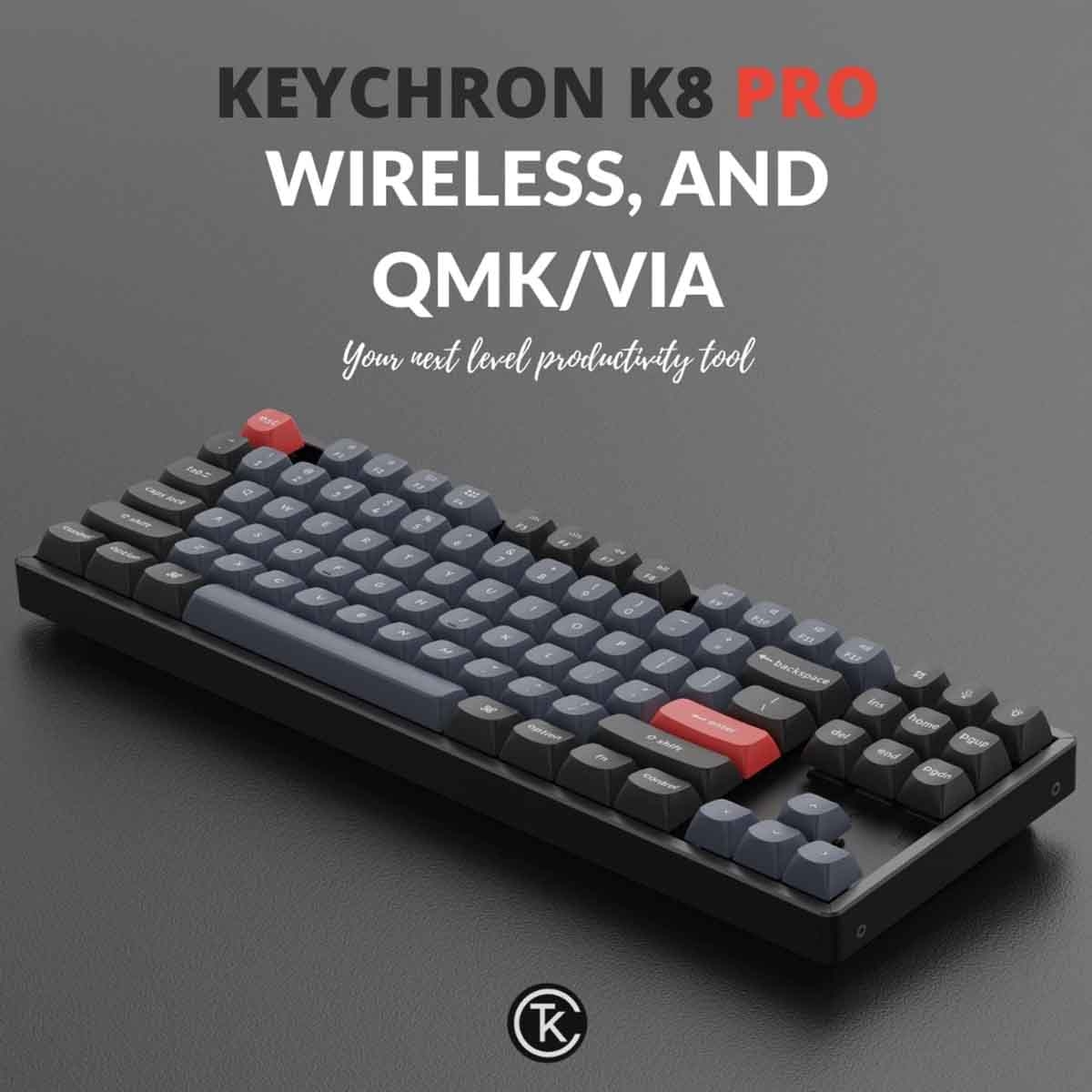 Keychron Black K8 Pro Swappable RGB Aluminum Red Switch Wireless Gaming Keyboard