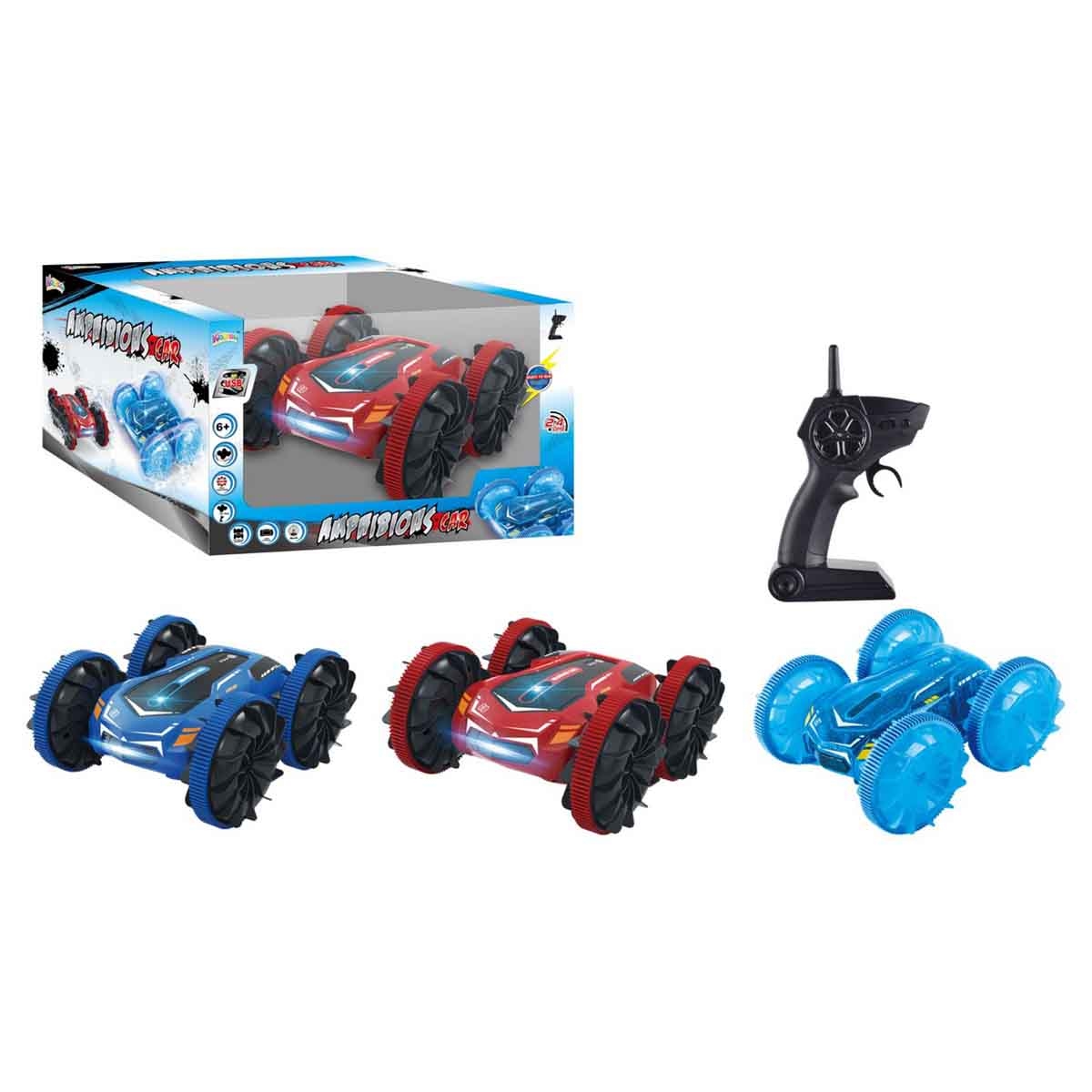 كيدز برو سيارة ريموت كنترول برمائية بإضاءة 2.4 جيجاهرتز متنوعة للأولاد، عمر 5-7 سنوات