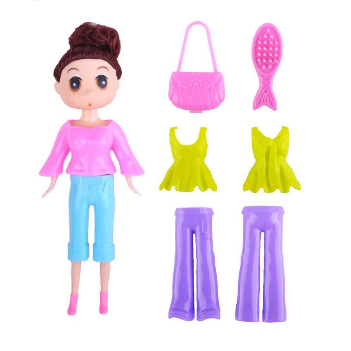 Kidzpro Pocket Money 7-Pieces Mini Princess Snap On Fashion Doll Set Girls, 3-4 Years