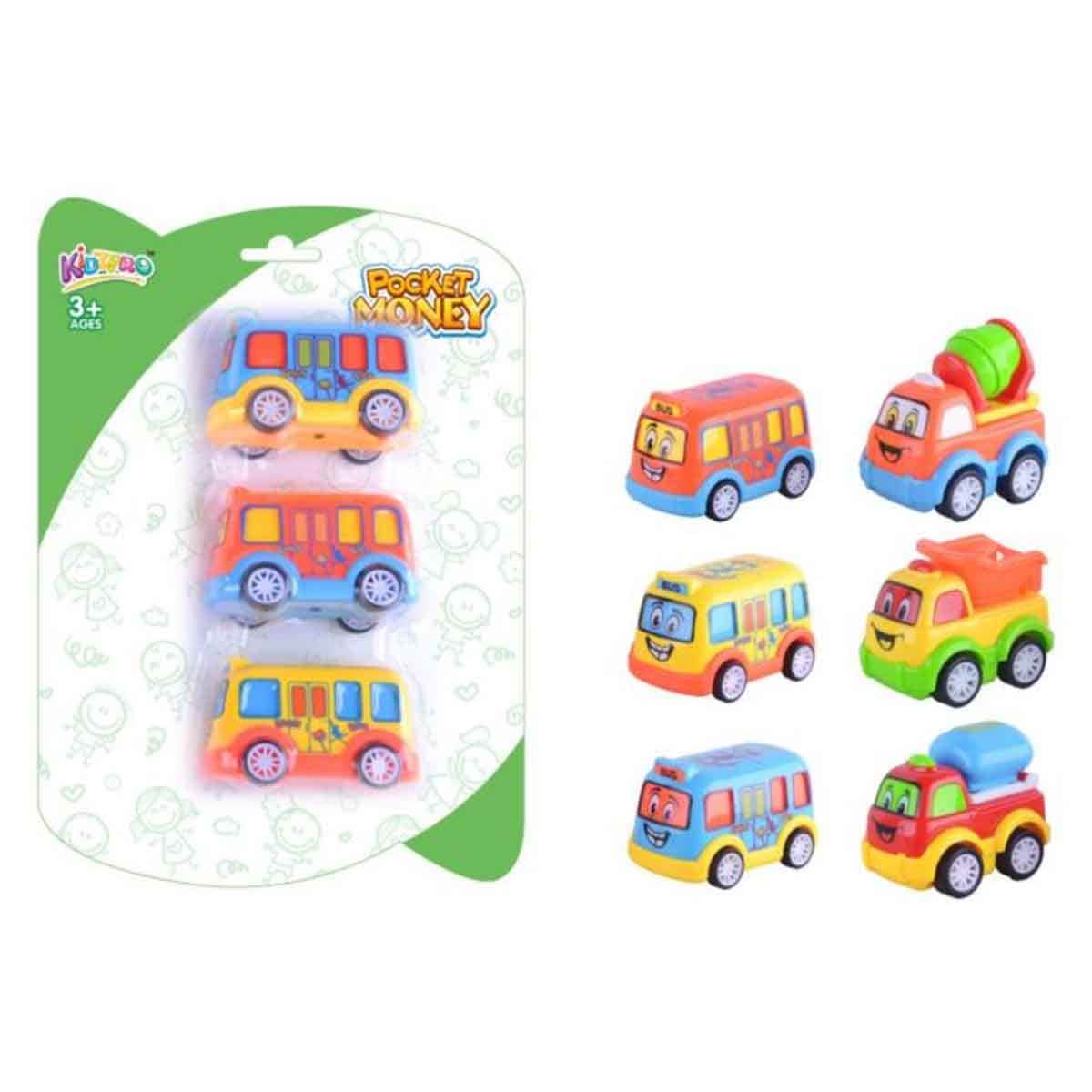 Kidzpro 3-Piece Pull Back Funky Assorted Vehicles Set Unisex, 3-4 Years