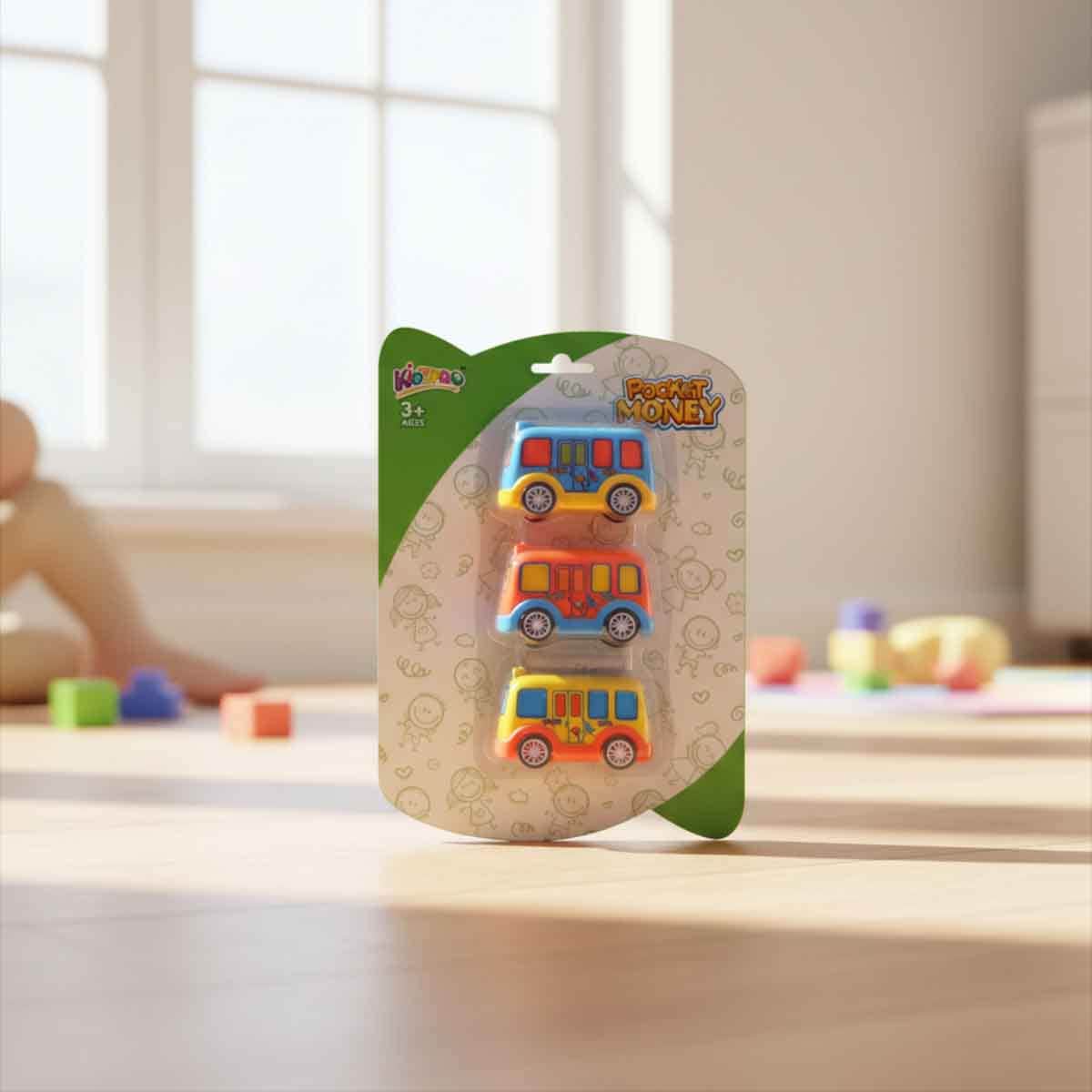 Kidzpro 3-Piece Pull Back Funky Assorted Vehicles Set Unisex, 3-4 Years