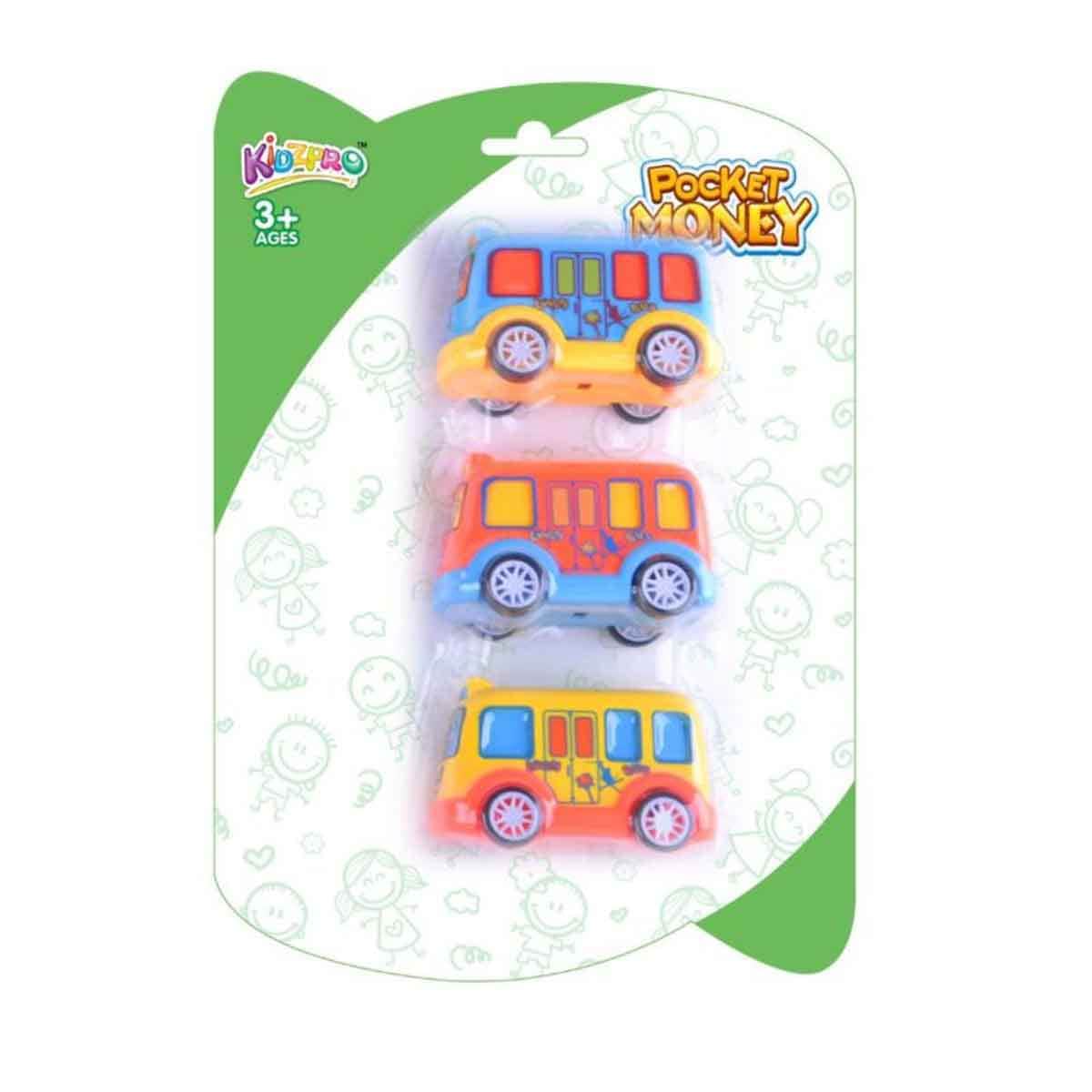 Kidzpro 3-Piece Pull Back Funky Assorted Vehicles Set Unisex, 3-4 Years