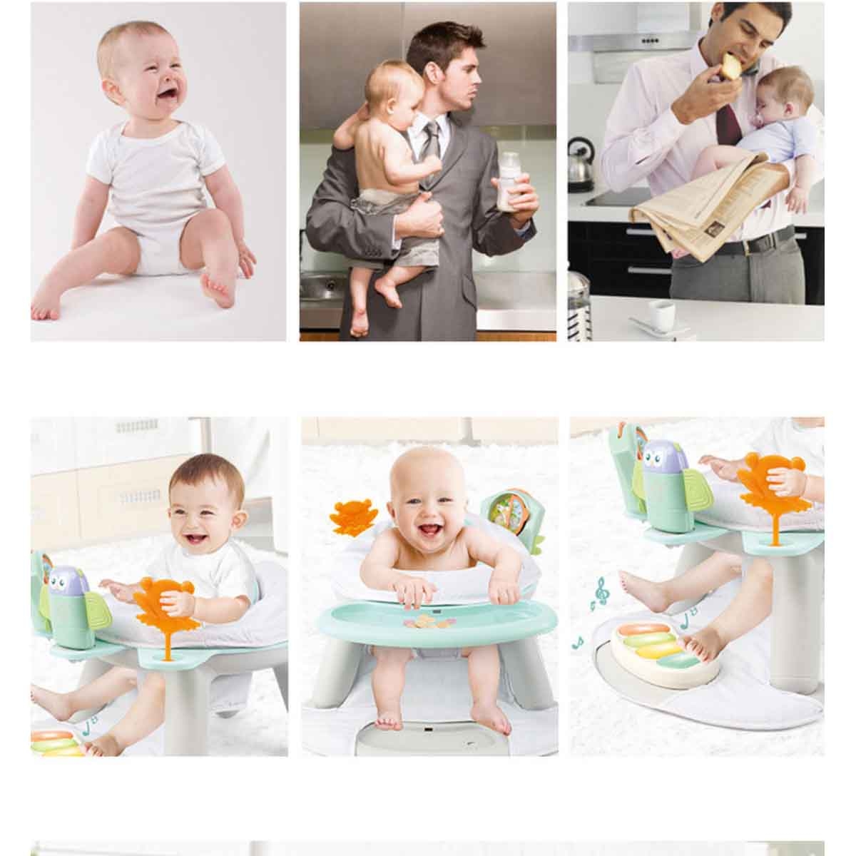 كيكبيبي كرسي طعام ولياقة بدنية للأطفال 2 في 1 مع بيانو للرضع، من 0 إلى 2 سنة