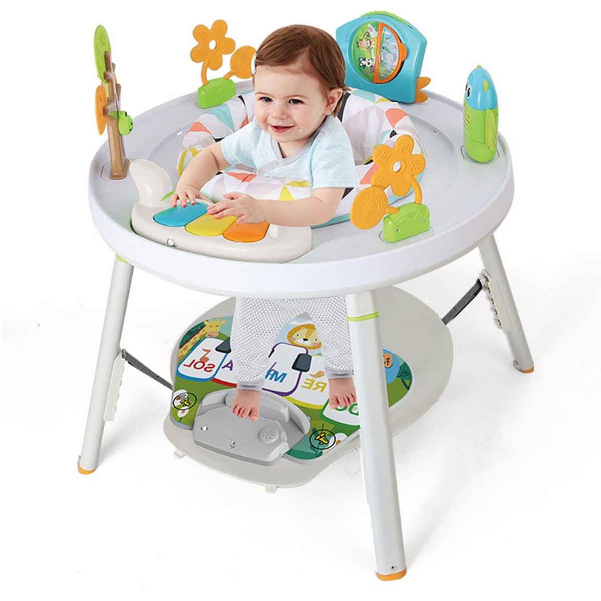 كيكي بيبي كرسي قفز للأطفال 3 في 1 باللون الرمادي بقاعدة منحنية ونظام امتصاص صدمات من عمر 0-2 سنة