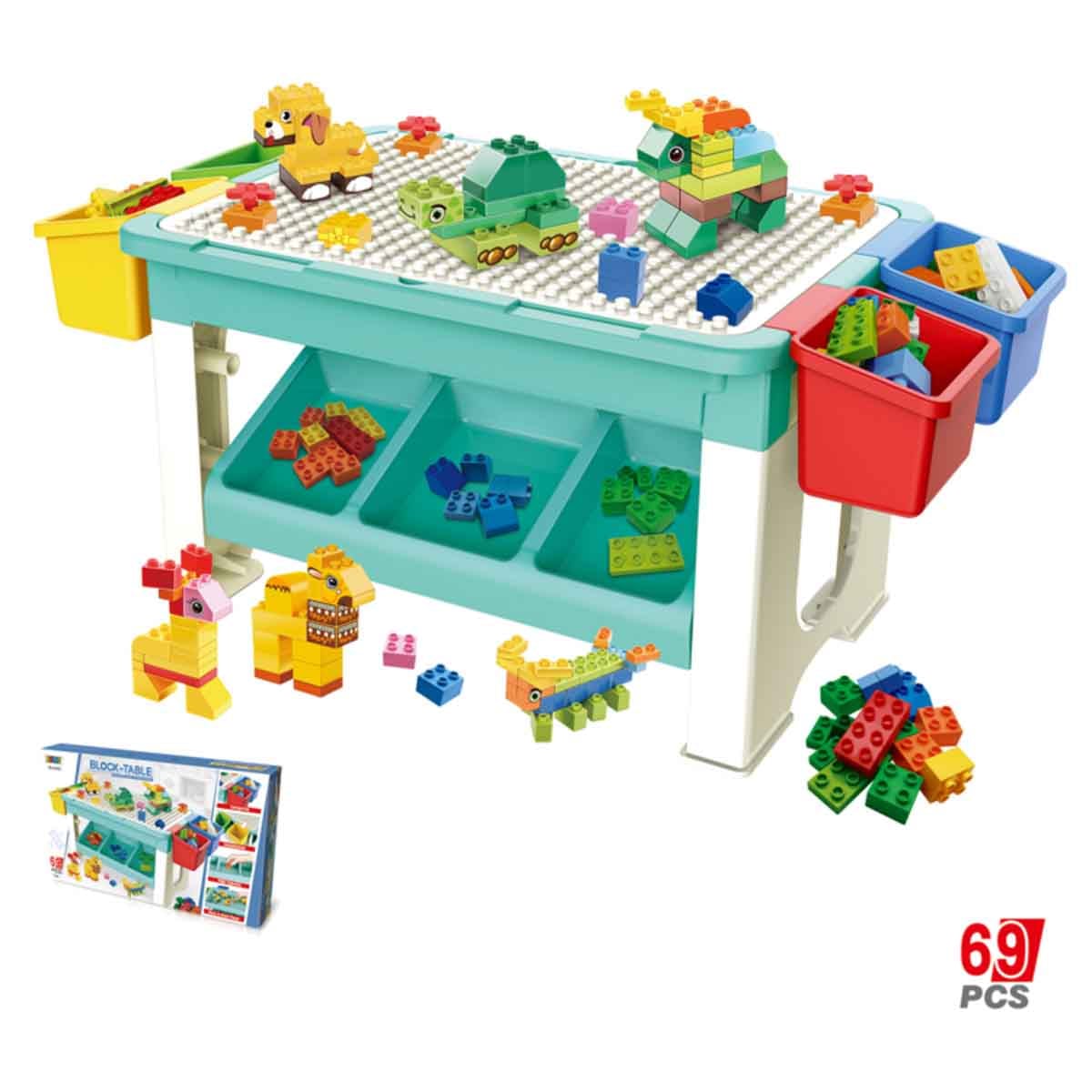 Kikibebe 69-Piece Building Block Table Boys, 3-4 Years