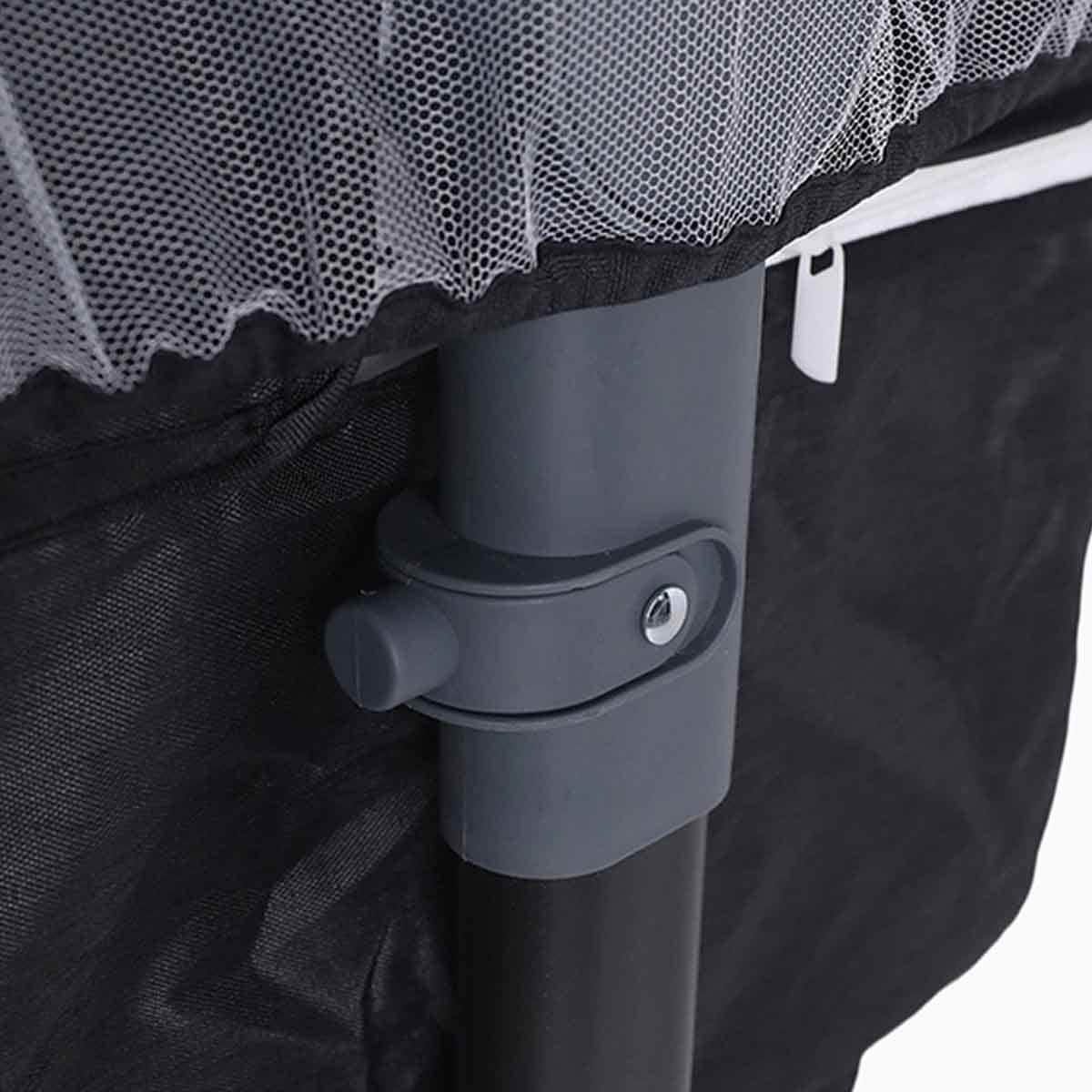Kikibebe Dark Grey 3-in-1 Baby Bedside Crib with Storage Basket, Mosquito Net & Breathable Mattress Toddler, 0-2 Years
