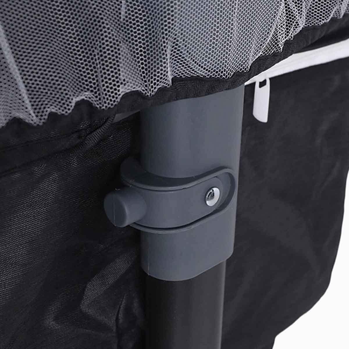 Kikibebe Dark Grey 3-in-1 Baby Bedside Crib with Storage Basket, Mosquito Net & Breathable Mattress Toddler, 0-2 Years