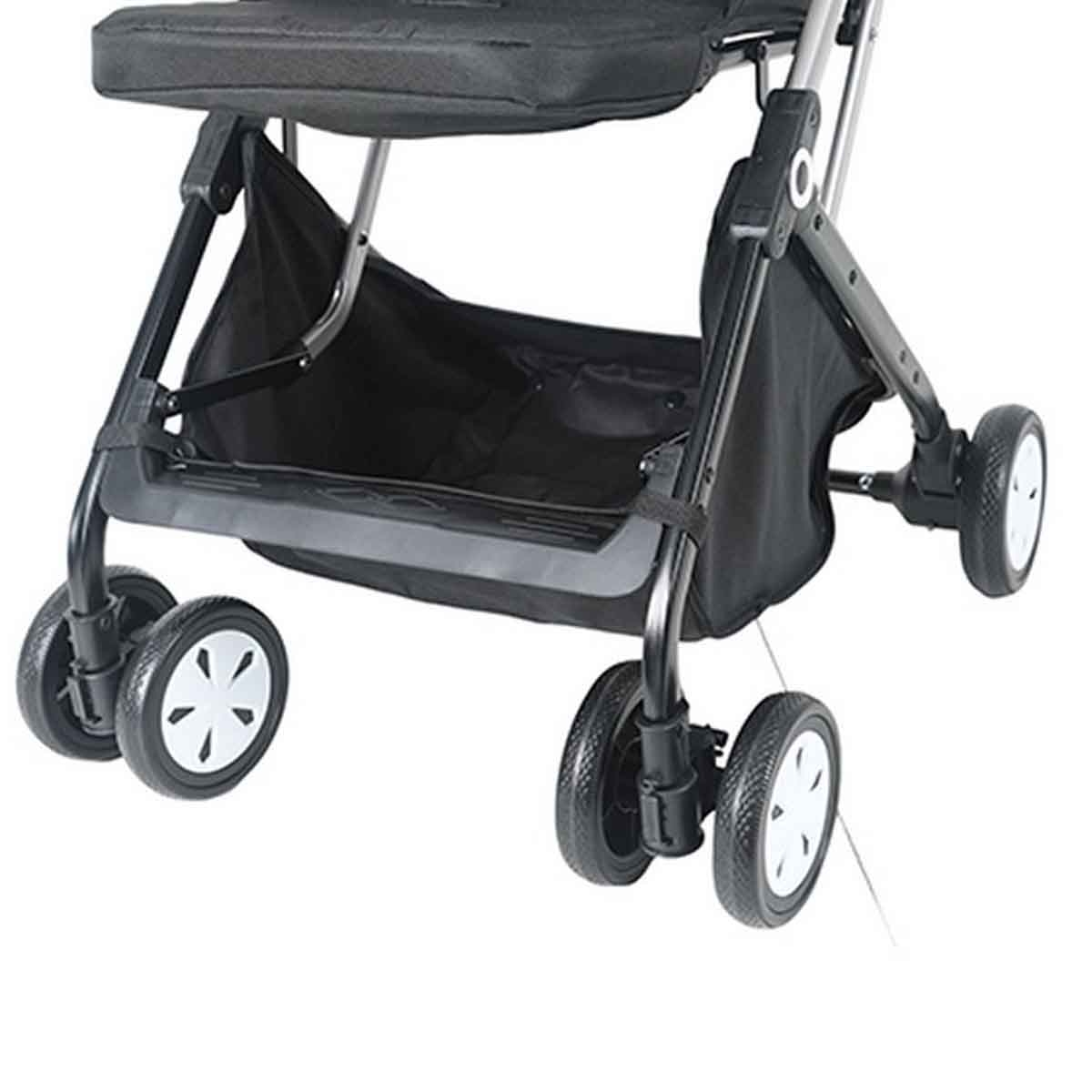 كيكي بيبي عربة أطفال خفيفة الوزن باللون الأسود مع مقبض سحب