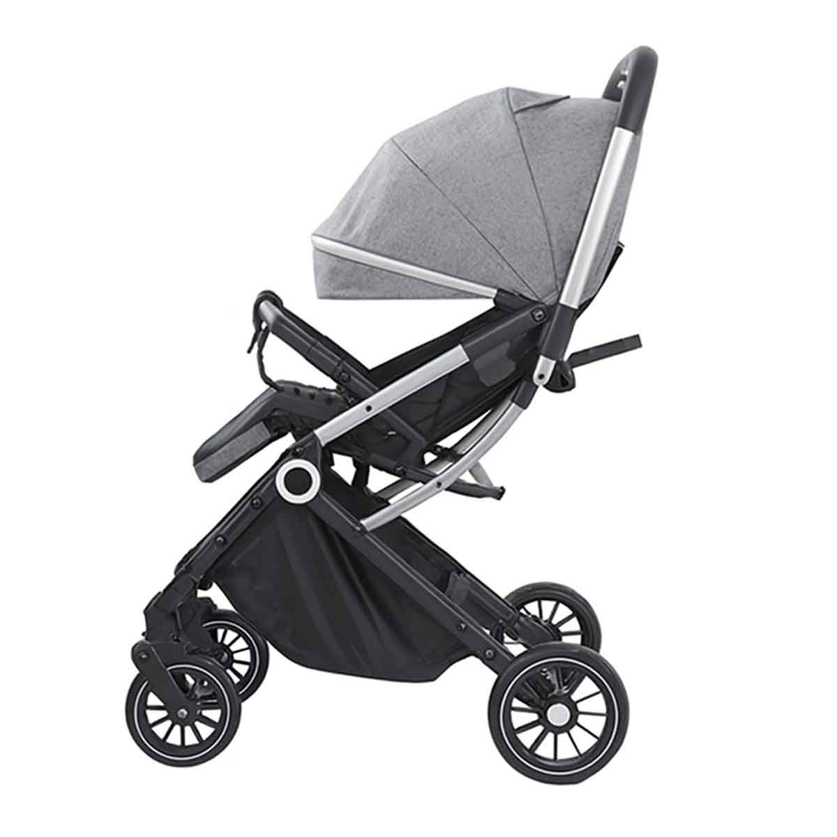 Kikibebe Grey Lightweight Travel Stroller with Trolley Handle