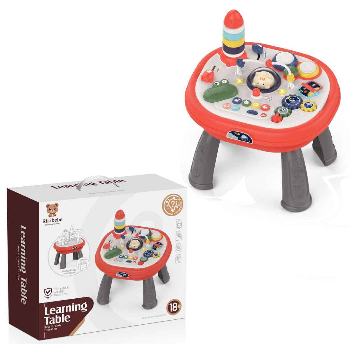 Kikibebe Meow Meow Red Multi-Functional Double-Sided Puzzle Game Table Toddler, 0-2 Years