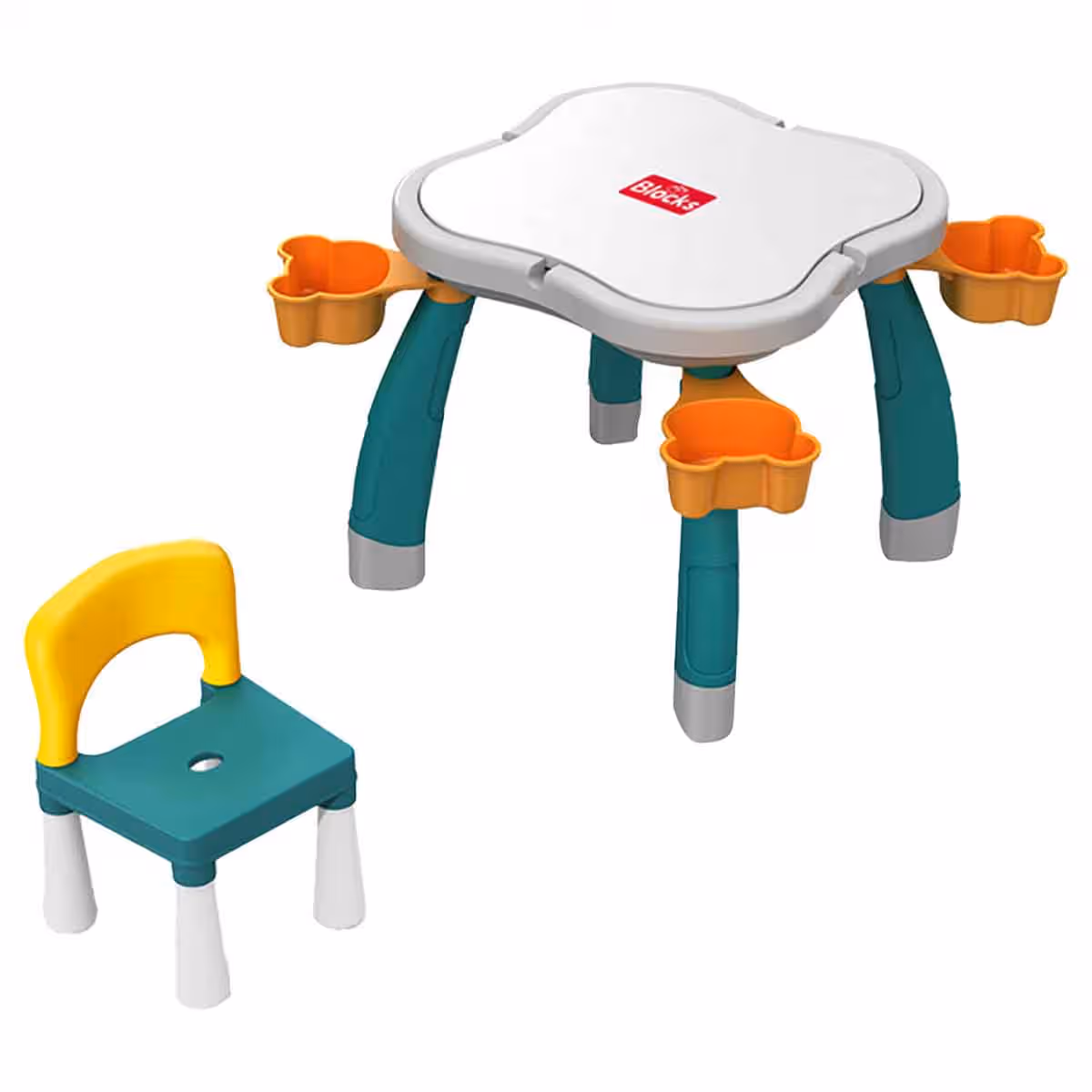 Kikibebe Plum Blossom Shape Building Block Table with Chair Unisex, 3-4 Years
