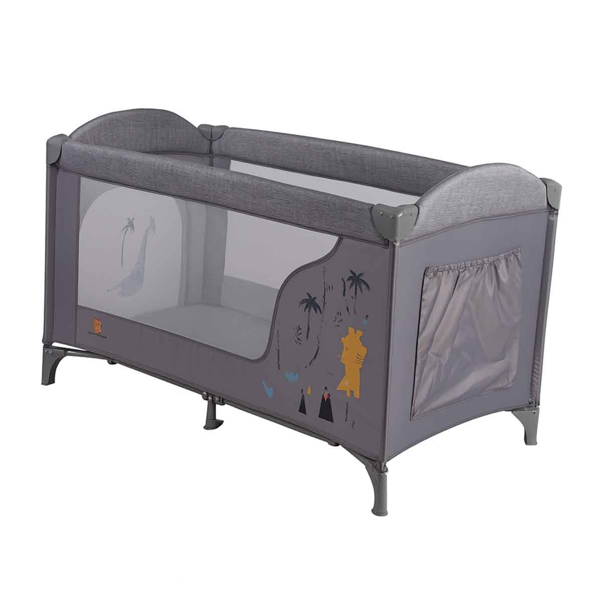 Kikibebe Grey Portable Foldable Convertible Baby Crib/Full-Size Bed Toddler, 0-2 Years