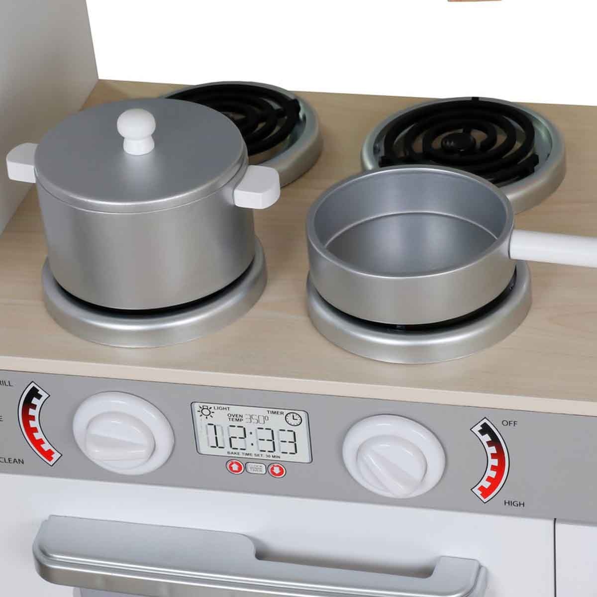 كيكي بيبي مطبخ لعب خشبي للأطفال باللون الأبيض للبنات من عمر 5-7 سنوات