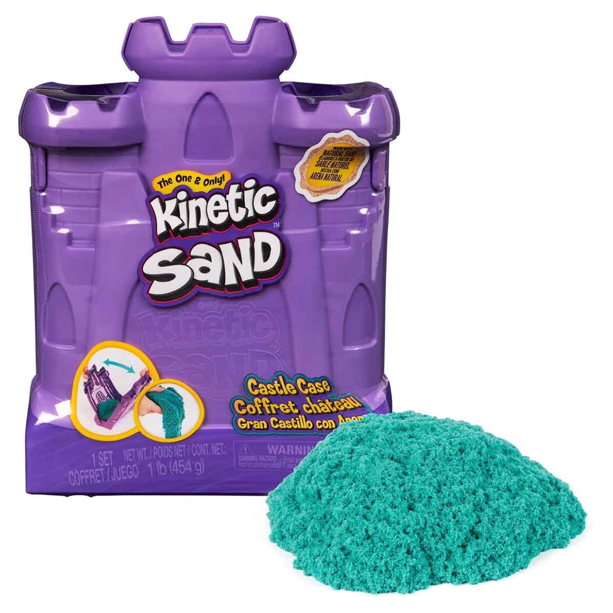 Kinetic Sand 1lb Teal Sand & Castle Case Unisex, 3-4 Years
