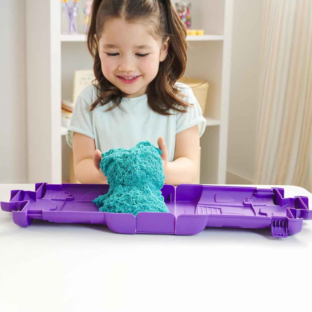 Kinetic Sand 1lb Teal Sand & Castle Case Unisex, 3-4 Years