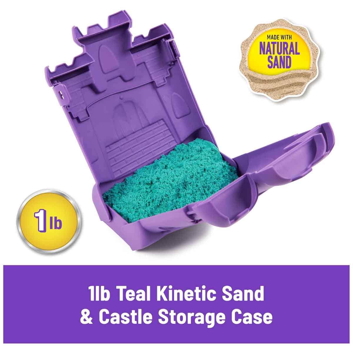 Kinetic Sand 1lb Teal Sand & Castle Case Unisex, 3-4 Years