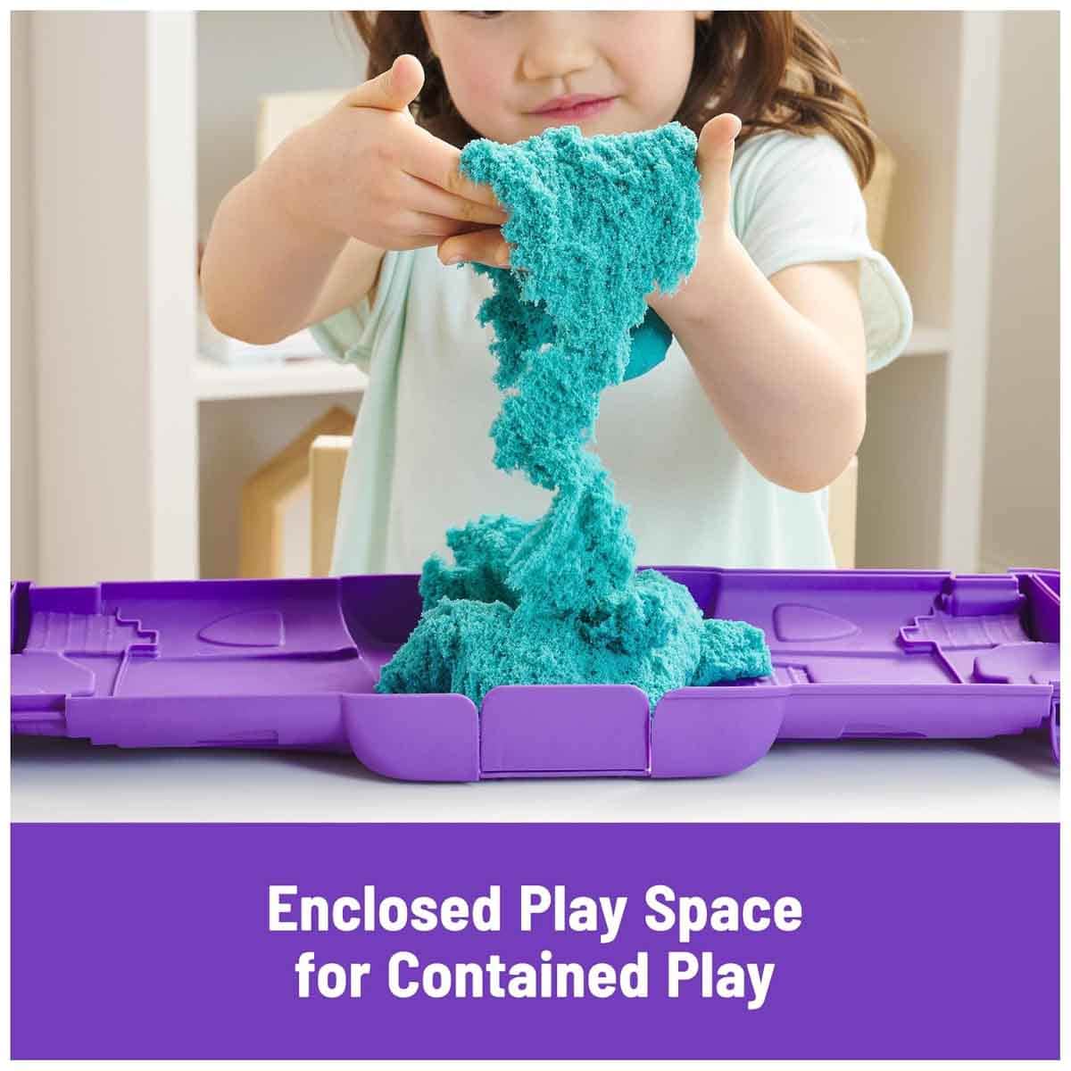 Kinetic Sand 1lb Teal Sand & Castle Case Unisex, 3-4 Years