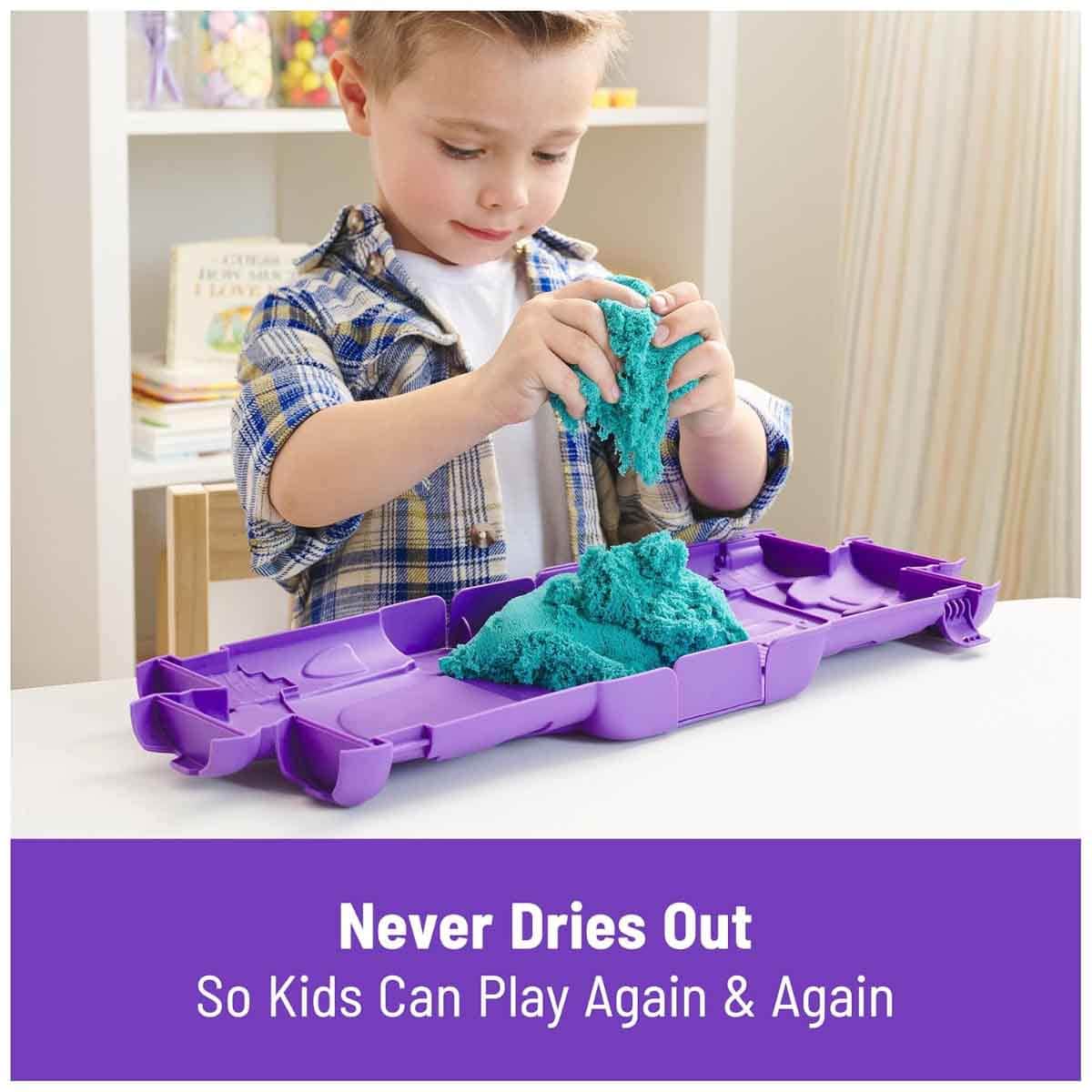 Kinetic Sand 1lb Teal Sand & Castle Case Unisex, 3-4 Years