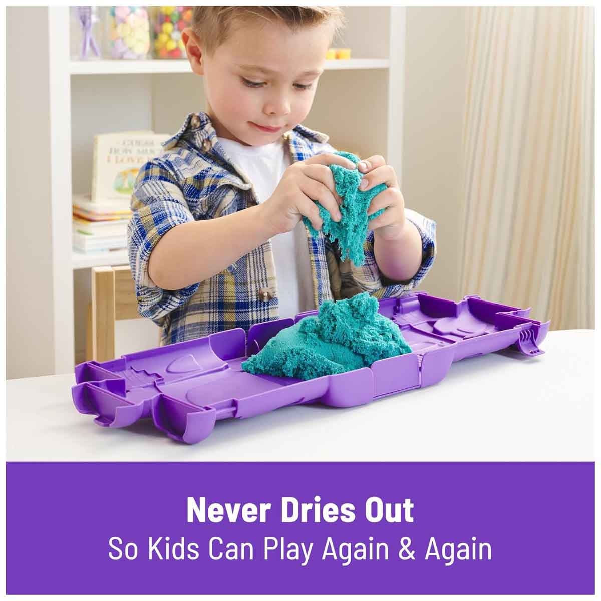 Kinetic Sand 1lb Teal Sand & Castle Case Unisex, 3-4 Years