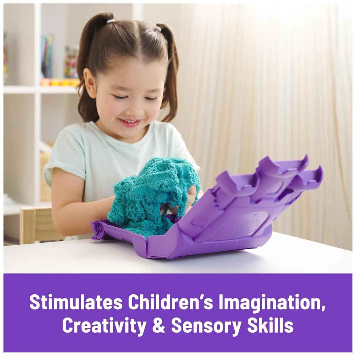 Kinetic Sand 1lb Teal Sand & Castle Case Unisex, 3-4 Years