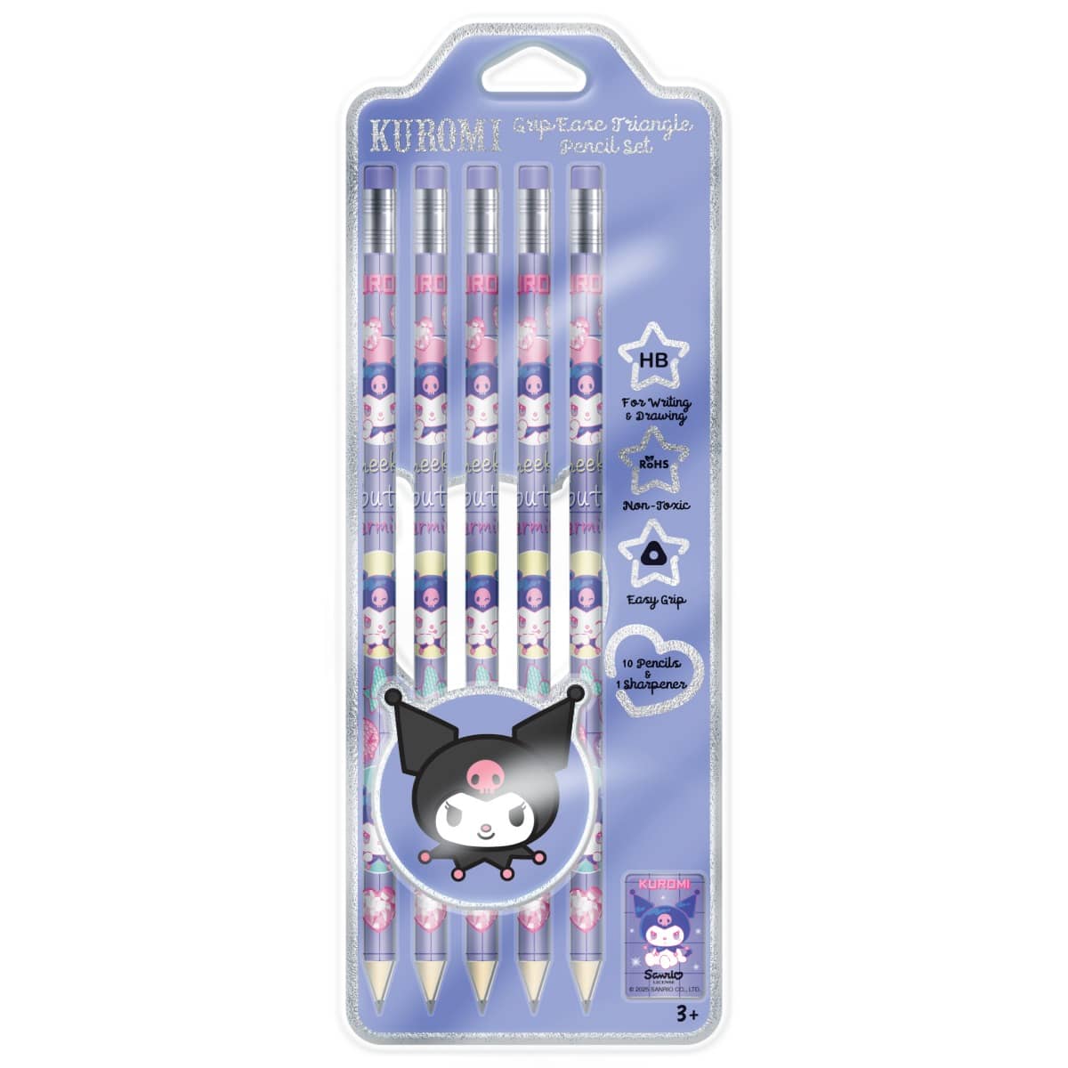 Kuromi 10-Piece Pencils with Sharpener Set Girls, 3-4 Years