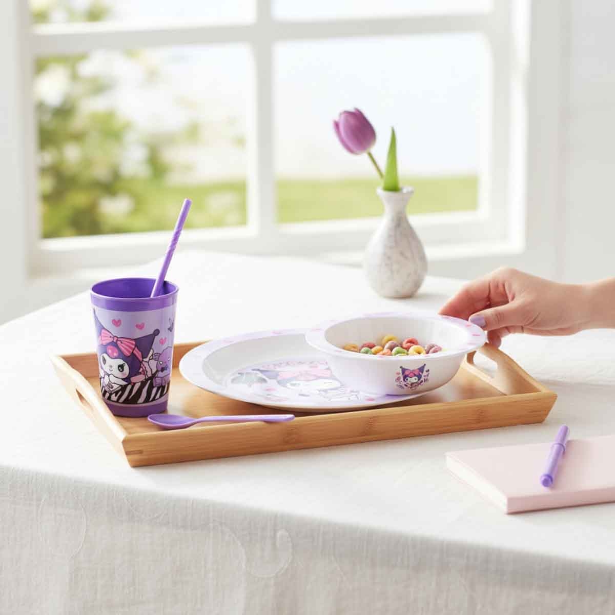 كورومي طقم إفطار أطفال من 3 قطع آمن للاستخدام في الميكروويف